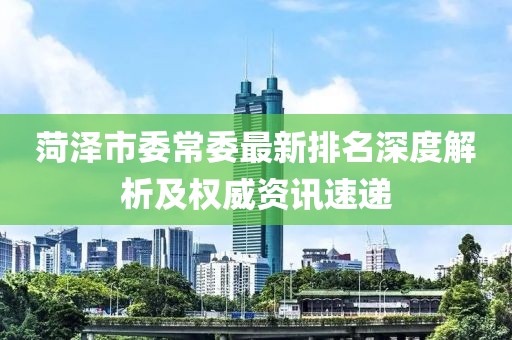菏澤市委常委最新排名深度解析及權(quán)威資訊速遞