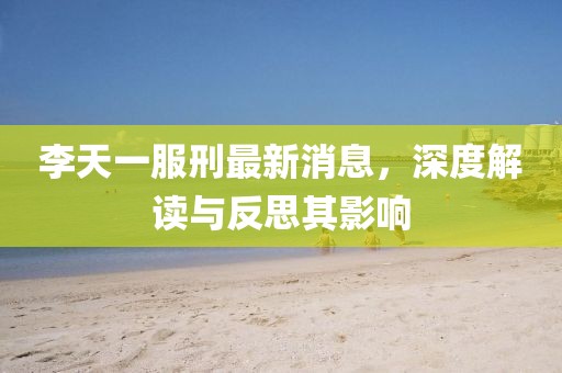 李天一服刑最新消息，深度解讀與反思其影響