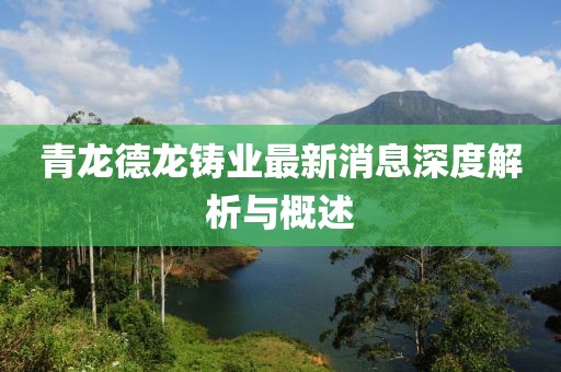 青龍德龍鑄業(yè)最新消息深度解析與概述