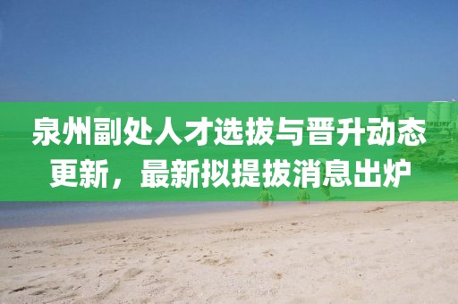 泉州副處人才選拔與晉升動(dòng)態(tài)更新，最新擬提拔消息出爐